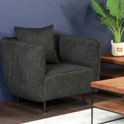 Fauteuils En Tissu|TURIN Fauteuil moderne noir