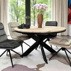 Chaises Velours|Chaises Capitonnées|IENA Fauteuil pivotant bi-matière, couleur cuivre (lot de 2)