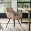 Univers Déco·Design Contemporain|Chaises Avec Accoudoirs|GALWAY Fauteuil pivotant de salle à manger en bouclette sable (lot de 2)