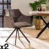 Meubles De Cuisine·Chaises|Fauteuils En Tissu|Melbourne Fauteuil pivotant velours gris pied étoile (lot de 2)