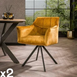 Univers Déco·Design Contemporain|Fauteuils En Tissu|Melbourne Fauteuil pivotant velours beige pied étoile (lot de 2)