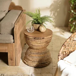 Univers Déco·Globe-Trotter|Swing Fauteuil rond marron bois recyclé et chanvre tressé