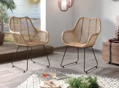 Fauteuils En Rotin|Bogor Fauteuil rotin pieds métal noir