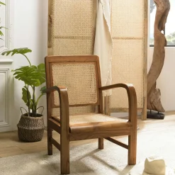 Fauteuils En Rotin|DIKA Fauteuil éthnique bois foncé et rotin