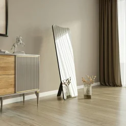 Miroirs|CODY Grand miroir plein pied noir, mural ou à poser noir 150 cm