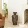Vases|NADOR Grand vase brun patiné motifs orientaux dorés H70 cm