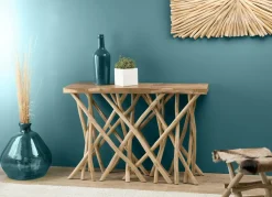 Tables Basses Rondes|Jaipur Grande table basse teck forme ronde D90