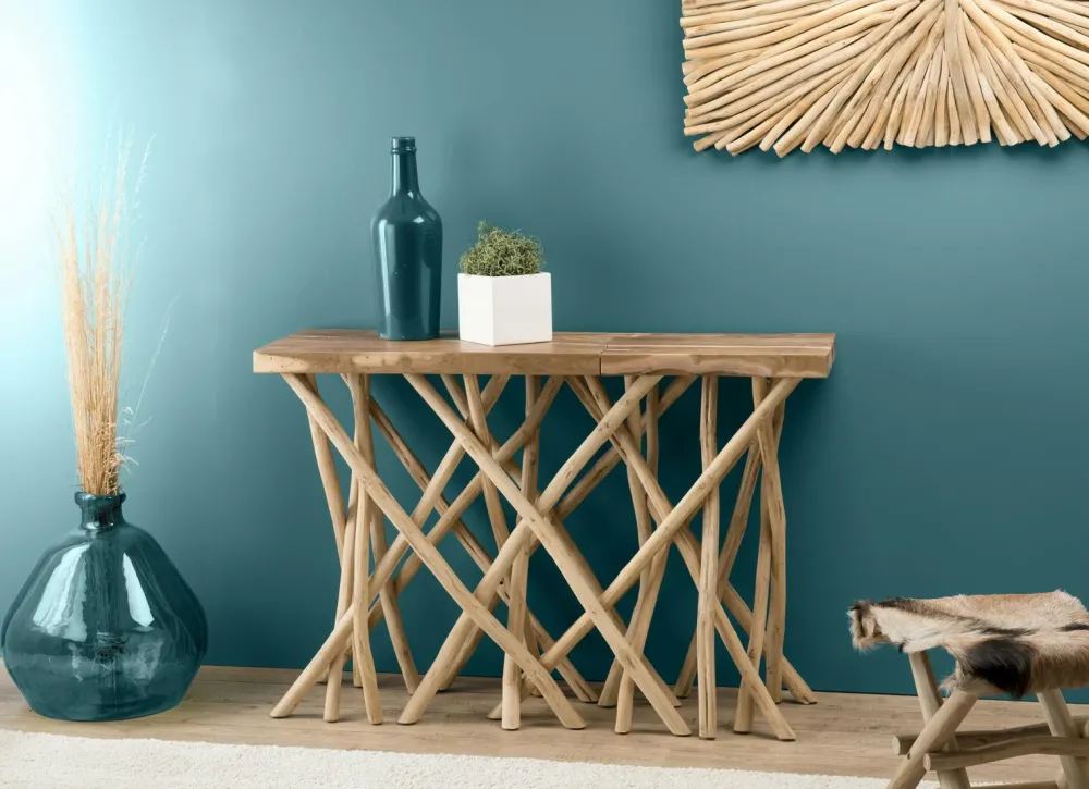 Tables Basses Rondes|Jaipur Grande table basse teck forme ronde D90