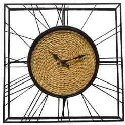 Horloges| Horloge murale décorative forme carrée avec fibres végétales