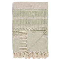 Textile·Plaids / Jetés|FALLON Jeté de canapé vert sauge et rose, 130x180 cm