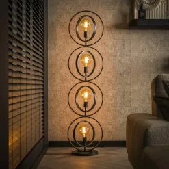 Lampadaires|TRIBECA Lampadaire industriel anneaux doubles 3 lampes