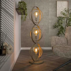 Lampes À Poser·Lampe Style Industriel|Lampadaires|TRIBECA Lampadaire moderne beige mat, 3 anneaux pivotants