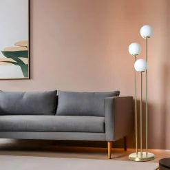 Lampadaires|SIERRE Lampadaire salon art déco, 3 globes verre dépoli