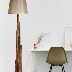 Lampadaires|ANZIO Lampadaire salon en bois sculpté abat-jour gris