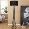 Lampadaires|SINOP Lampadaire salon moderne chic noir, abat-jour tissu