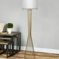 Lampadaires|SINOP Lampadaire salon moderne chic noir, abat-jour tissu