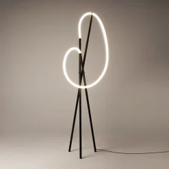 Lampadaires|AURORA Lampadaire tige LED doré avec 1 tube lumineux