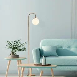 Lampadaires|SIERRE Lampadaire vintage sur tige, 1 globe verre dépoli