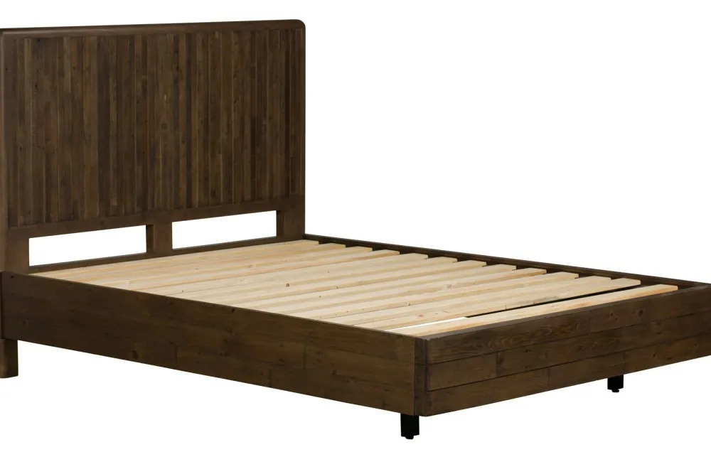 Lits 2 Places|QUEENSTOWN Lit 2 places bois recyclé brun 140 cm