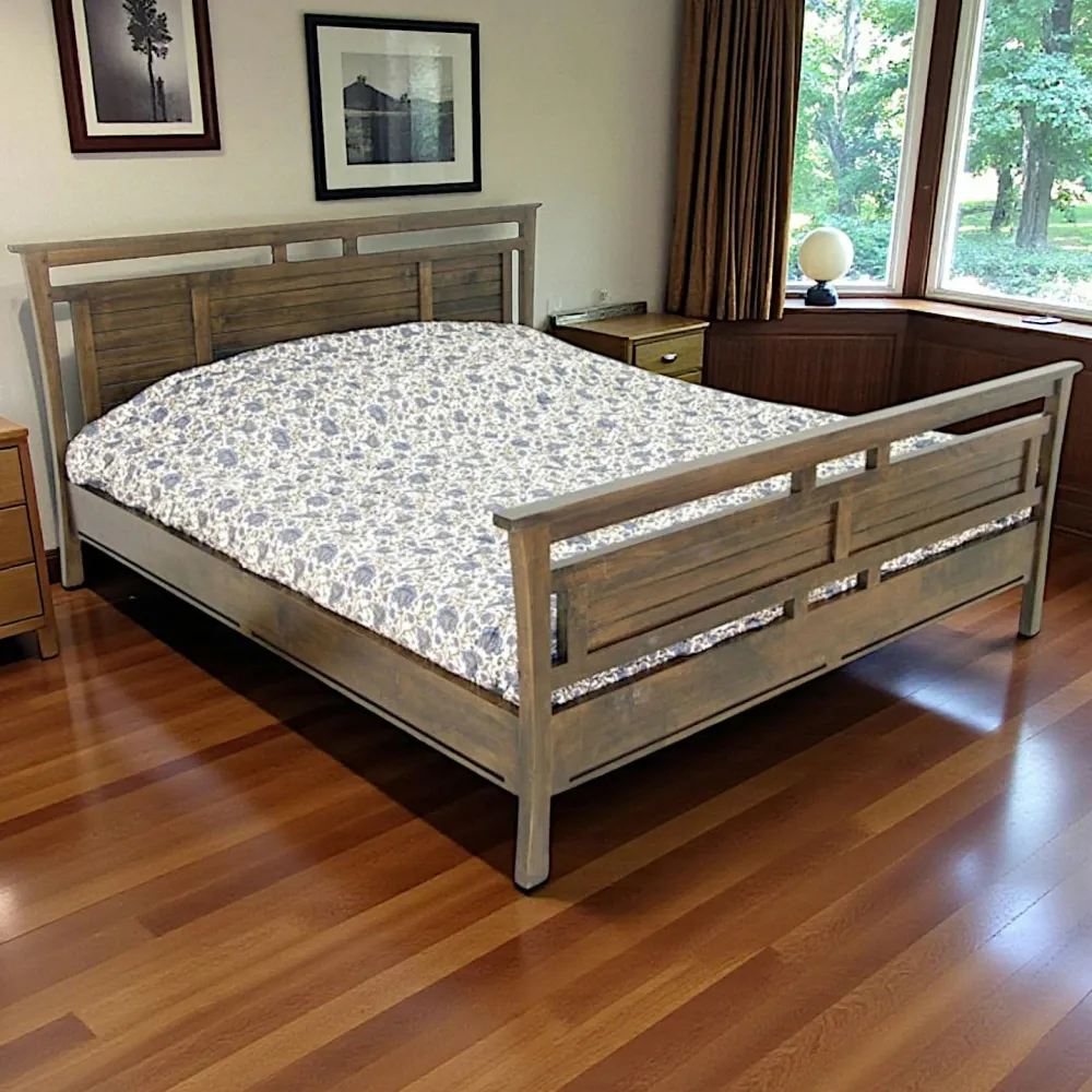 Lits 2 Places|Maori Lit 2 places Hévéa pour couchage 180x200 pieds évasés 210x198x95cm