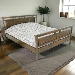 Lits 2 Places|Maori Lit 2 places Hévéa pour couchage 140x190 pieds évasés 200x158x95cm