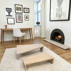 Bouts De Canapé En Bois|Olga Lot de 2 tables basses / d'appoint Hévéa asymétriques 99x48x27cm