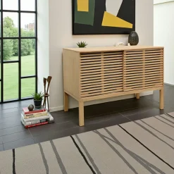 Buffets Bas|Buffet Bas|New Orléans Meuble / Buffet Hévéa 2 portes coulissantes Persiennes 120x60x85cm NEW ORLEANS