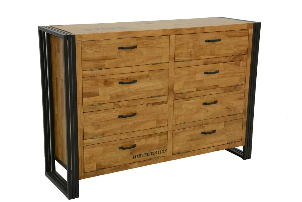 Meubles D'Entrée·Vestiaires|Meubles D'Entrée·Vestiaires / Meubles À Chaussures|Docker Meuble à chaussures hévéa recyclé naturel et métal noirci 7 tiroirs 65X40X150cm