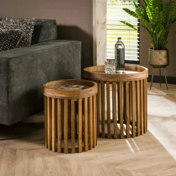 Meubles De Salle À Manger·Meubles Bar|DELHI Meuble bar en bois de manguier strié