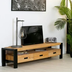 Meubles De Salle À Manger·Meubles Bar|Loundge Meuble bar pin massif brossé 2 tiroirs 126cm