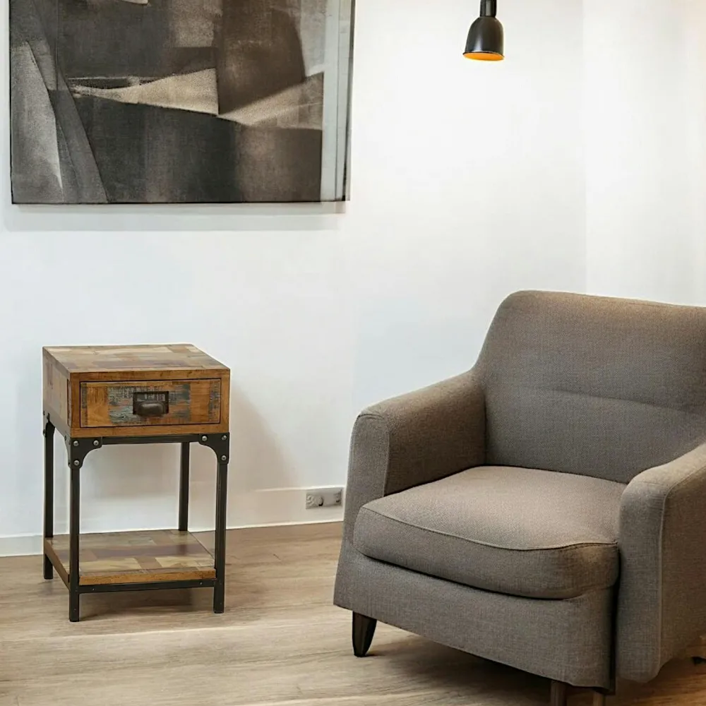 Chiffonnier Industriel|Loft / Loft Colors Meuble de Rangement à roulettes 9 tiroirs en Hévéa recyclé coloré et métal 76x35x83cm LOFT COLORS