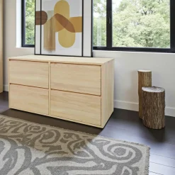 Buffets Contemporains|Buffets Contemporains|Baltic Meuble Hévéa 4 grands tiroirs 120x50x65cm