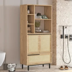 Meubles De Salle De Bains·Rangement Salle De Bains|JENA Meuble salle de bains moderne effet bois - 3 portes