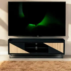 Meubles Tv En Bois|ANINA Meuble TV 2 portes bois noir et blanc