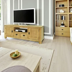 Meubles Tv En Bois|Helena Meuble TV 4 portes hévéa 160cm