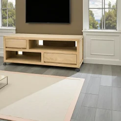 Meubles Tv En Bois|Olga Meuble Tv à roulettes hévéa 120CM