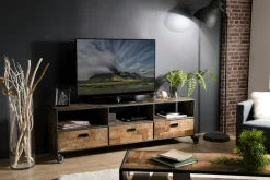 Meubles Tv En Bois|Swing Meuble tv à roulettes teck recyclé