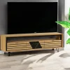 Meubles Tv En Bois|ESSEN Meuble TV 3 tiroirs chêne blanc décor graphique