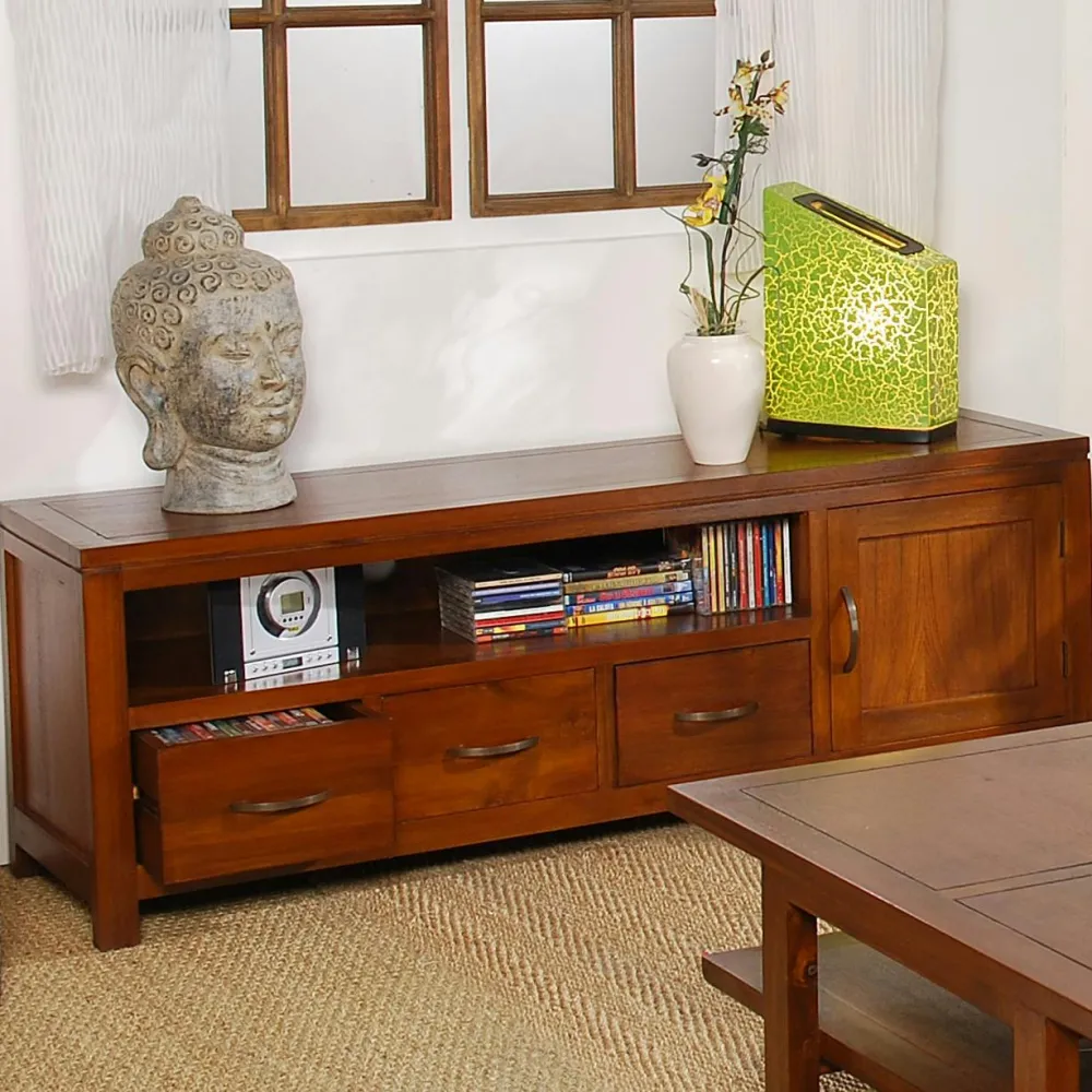 Meubles Tv En Bois|Lola Meuble TV 3 tiroirs 140cm