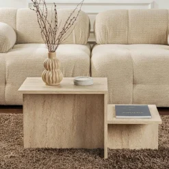 Meubles Tv En Bois|MARFA Meuble TV avec rangement - effet travertin