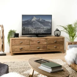 Univers Déco·Maison De Campagne|Meubles Tv En Bois|DENVER Meuble tv avec rangement en bois de pin recyclé
