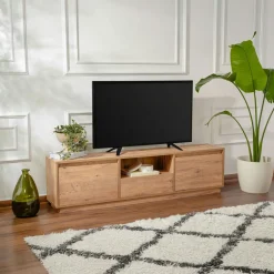 Meubles Tv En Bois|MARFA Meuble TV blanc avec rangement - effet laque