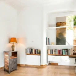 Meubles Tv Industriels|Meubles Tv En Bois|Caravelle Meuble TV bois recyclé métal 4 tiroirs