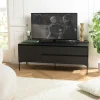 Meubles Tv En Bois|MAYENCE Meuble TV contemporain bois couleur noire 1 porte 2 tiroirs