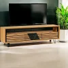Meubles Tv En Bois|ESSEN Meuble tv design en bois de chêne finition miel, 3 tiroirs