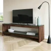 Meubles Tv En Bois|BOMA Meuble TV en bois brun et verre - 140 cm LHASA