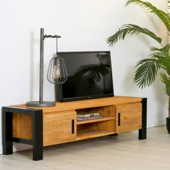 Meubles Tv Industriels|Meubles Tv En Bois|Loundge Meuble TV en pin massif 3 tiroirs