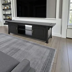 Meubles Tv En Bois|Maori Meuble TV Hévéa 2 portes, 2 niches 150x41,5x43cm