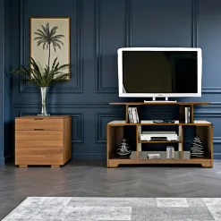 Meubles Tv En Bois|Helena Meuble TV hévéa 124cm