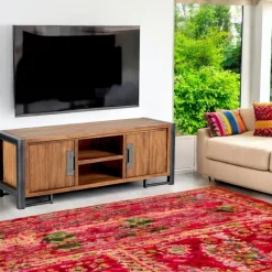 Meubles Tv Industriels|Meubles Tv En Bois|Canada Meuble TV marron teck naturel